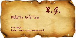 Méh Géza névjegykártya